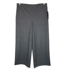 NEW Jones New York Wide Leg Mid Rise Ponte Knit Pull On Pants Grey Herringbone