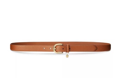 Ralph Lauren Women's Charm Crosshatch Leather Belt Lauren Tan US L/37''