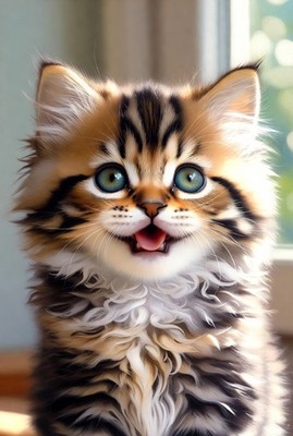 Cute Baby Cat Kitty 4K Wallpaper Digital Art HD Animal Printable Kids Room 1042