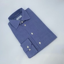 Eton Dress Shirt Mens M 15 1/2 - 39 Blue Check Poplin Contemporary Fit Button Up