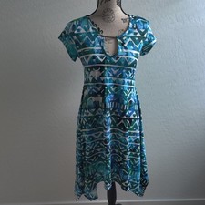 NWT Lexington Avenue Asymmetric Blue Geometric Pattern Dress_Small