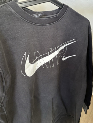 Nike Herren Rundhals Pullover Sweatshirt Schwarz Logo Langarm Größe M