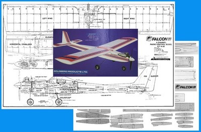 Carl Goldberg Model Airplane Plans (RC): Falcon III 56'' Wingspan .35(2c)-.61(4c)