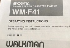 Sony WM-F41 Cassette Player Service Manual Original OEM Vtg