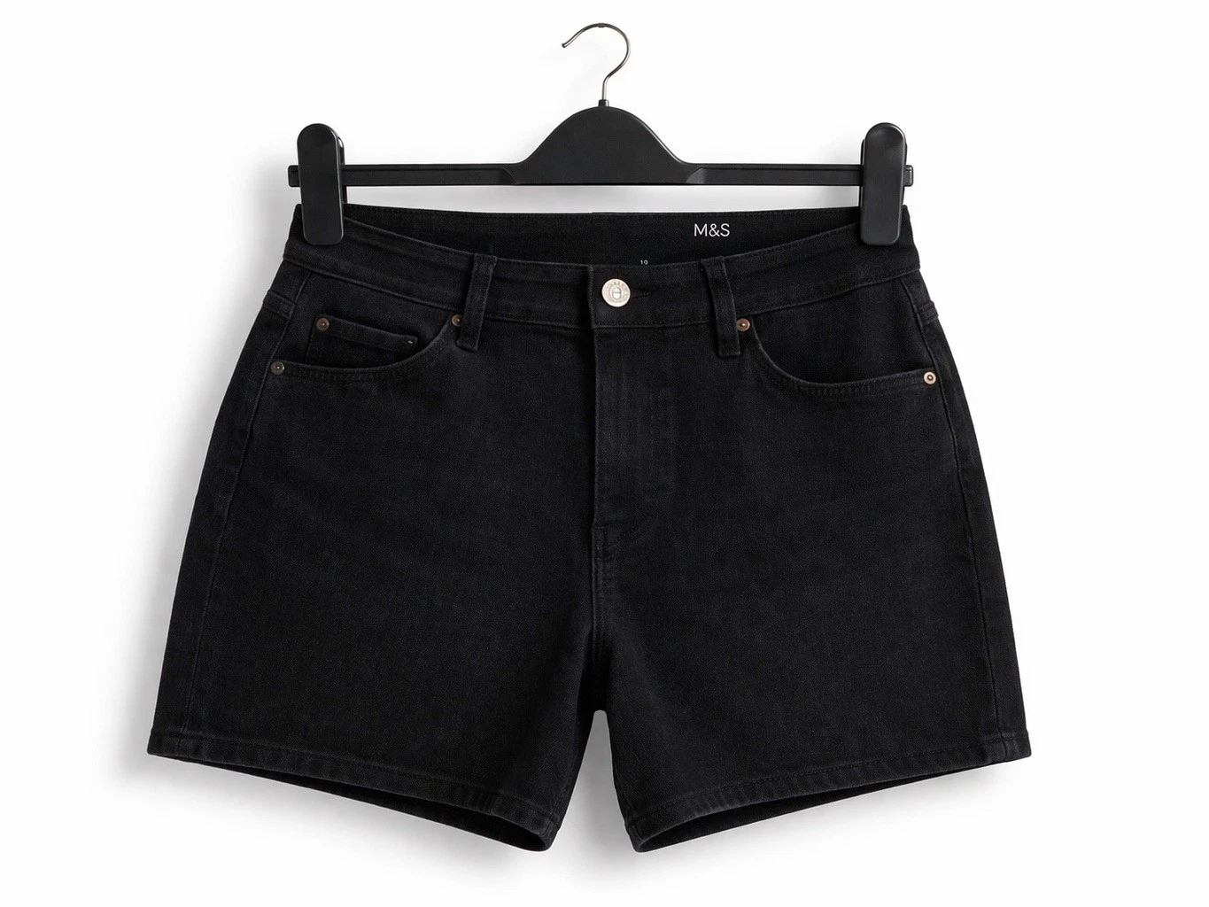 EX M*S Black Denim Stretch Cotton Shorts Sizes 6, 8, 10, 12, 14, 16, 18