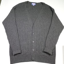 Pendelton Sweater Mens XL Gray Button pure Virgin Wool Cardigan grandpa