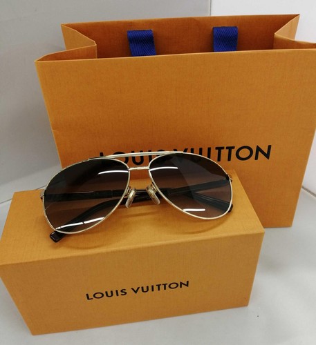 LOUIS VUITTON Gold Damier Aviator Attitude Pilot Sunglasses Z0339U Made in Italy