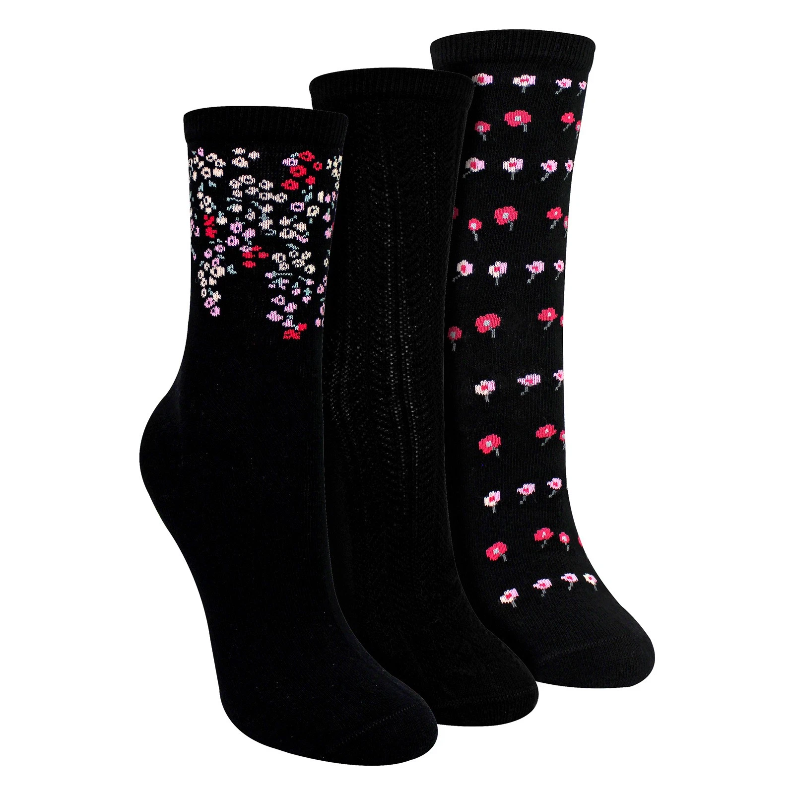 Sock Snob - 3 Pairs Womens Floral Pattern Soft Cotton Socks