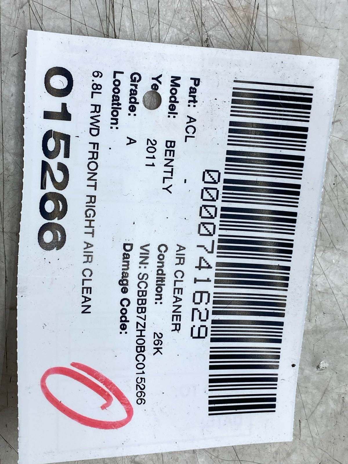 2010-2020 BENTLEY MULSANNE 6.8L FRONT RIGHT AIR FILTER HOUSING TUBE 3Y0129567