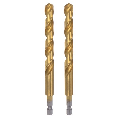 2pcs 10.2mm M35 High Speed Steel Titanium Hex Twist Drill Bit with 1/4'' Shank