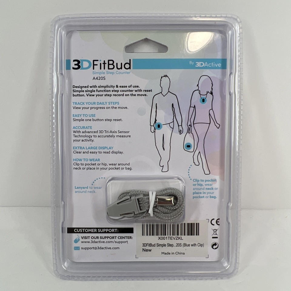3D FitBud Simple Step Counter Walking 3D Pedometer with Clip and ...