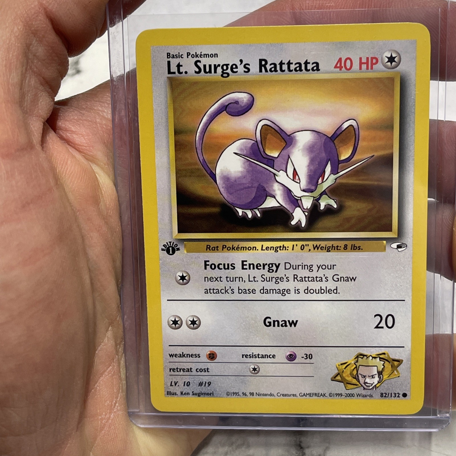 Pokémon 1st Edition Lt. Surge's Rattata 82/132 Pokemon Gym Heroes NM/MT Vintage