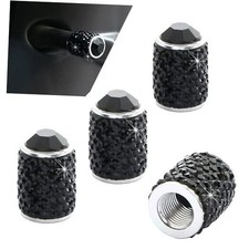 4PCS Bling Tire Valve Caps, Crystal Rhinestone Auto Wheel Tire Valve Cap, Black