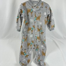 Carter's Footed One Piece, Zippered, Warm, Reindeer with Scarf, Size 3-6 months