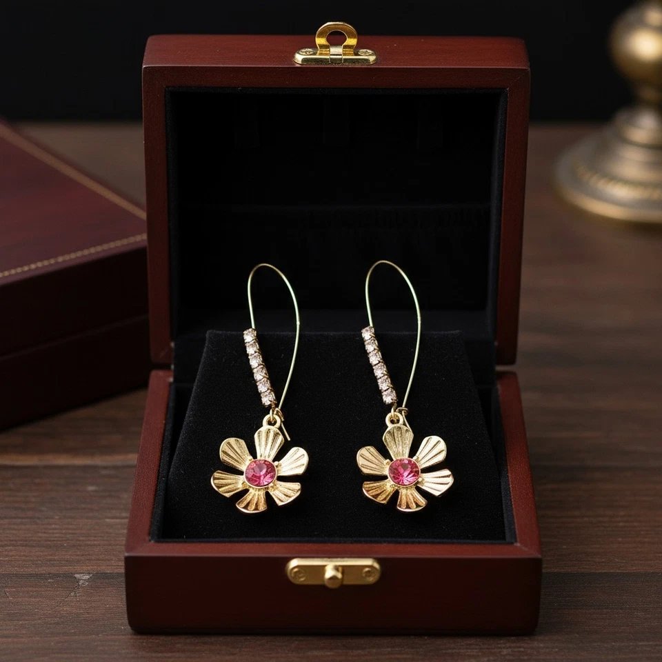 Длинные серьги-капли с цветком Betsey Johnson продавец из США - Изображение 3 из 4