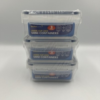 3er Pack Küchenecke 200 ml Clipverschluss rechteckig Mini Behälter 