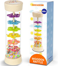 Rain Stick, Montessori Baby Toys for 6-12 Months 1 Year Old, Baby Rattle Wooden