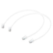 2 Pack Telephone Cord 1ft Phone Cable 6P6C with RJ12 Plug, White