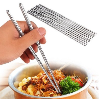 5 Paar Essstäbchen Esstäbchen Chinesische Stäbchen Chopsticks Edelstahl BE G2Y4