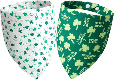 St. Patrick'S Day Dog Bandanas 2-Pack, Doggie Kisses Shamrock Wishes & Mini 3-Le