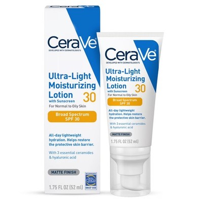CeraVe Ultra-Light Face Moisturizer SPF 30 Sunscreen Normal to Oily Skin 1.75oz