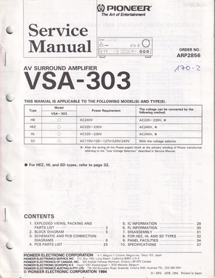 Pioneer VSA-303 Service Manual (English)