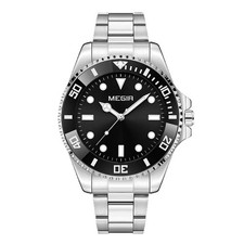 44MM MEGIR Luxury Quartz Watch Mens Diver 30M...