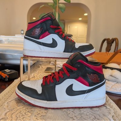 Air Jordan 1 Mid White Black Gym Red DQ8426-106 Size 9.5 Men | eBay