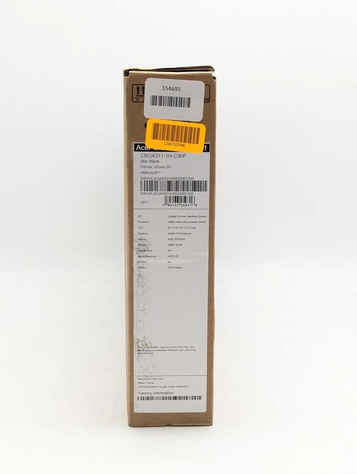 Acer Chromebook 311 11.6" Intel Celeron N4500 4GB DDR4 64GB eMMC Chrome OS - Image 4 of 4