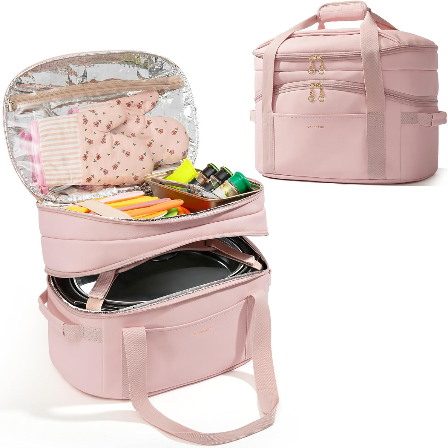 Double Layers Slow Cooker Carrying Bag Compatible with 6-8 Q