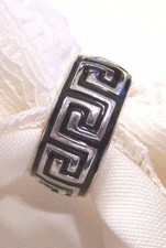 Mens Italian Sterling Silver 925 Band in Greek Key Pattern Size 7 NEW