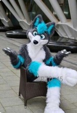 Fursuit Long Haired Huskies Dogs Foxes Animal Role-playing Party Costumes 001 