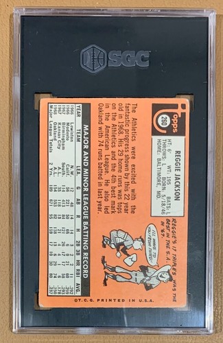 1969 Topps baseball card REGGIE JACKSON RC #260 SGC 1 - Picture 2 of 5