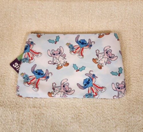 Bioworld Disney Stitch and Angel Holiday PJs Jammies Cosmetic Bag Makeup Pouch - Picture 7 of 11