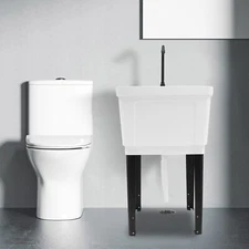 Commercial Utility Sink Laundry Tub Freestanding w/ Drain and Faucet for Garage