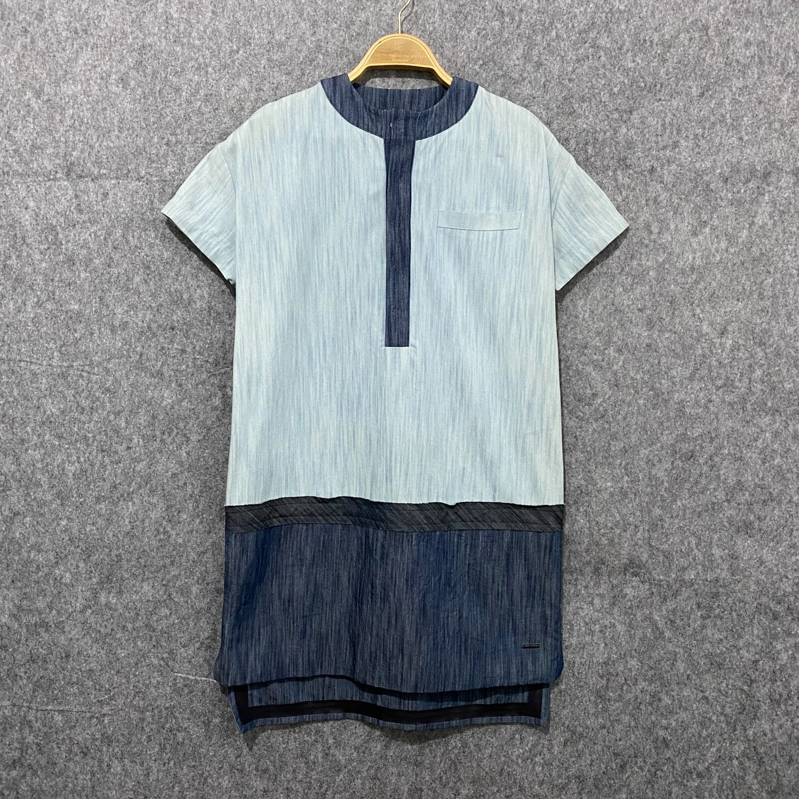 Mini Abito Tunica Dsquared2 Taglia 14 Denim Chambray EU 42 Cotone Blu Colorblock