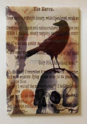 Edgar Allan Poe The Raven & Skull 2'' x 3'' Fridge MAGNET