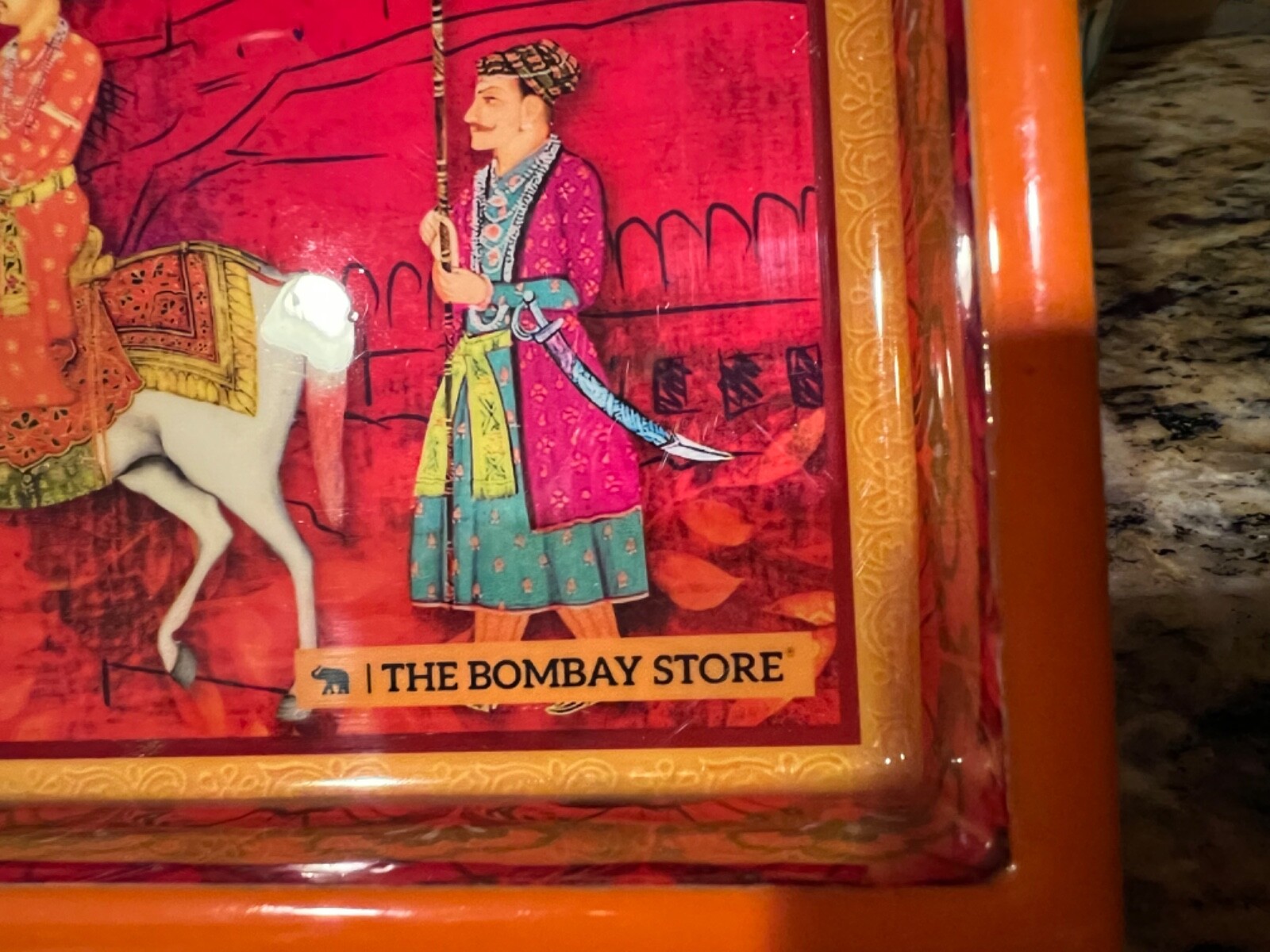 The Bombay Store India scenery decorative lacquered pink tray eBay