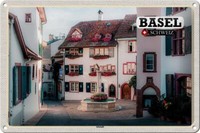 Blechschild Reise Basel Schweiz Altstadt 30X20Cm Geschenk Deko Schild Tin Sign