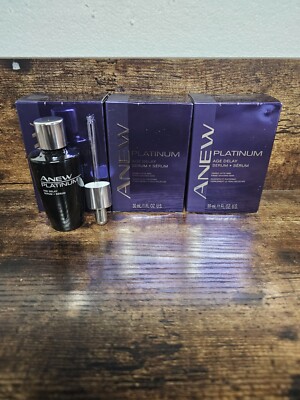 3 Avon Anew Platinum Age Delay Serum Lifts & Firms Sagging Skin 1oz