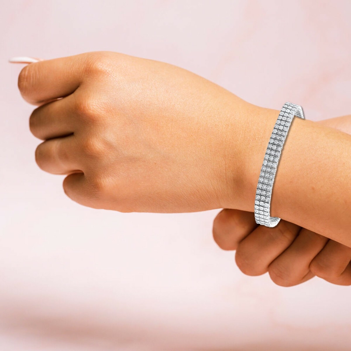 Tennis bracelet 3連 テニス ブレスレット 2.40 CT Natural Diamond Three Row Tennis Men's Bracelet 925