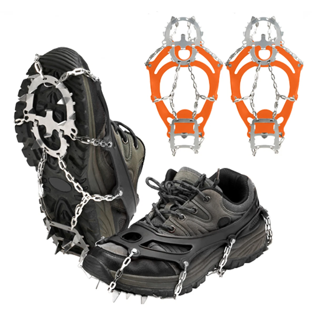 Traction Cleats Anti-Slip Ice Snow Grips Crampons 18 Spikes Hiking Fishing  Q8L4