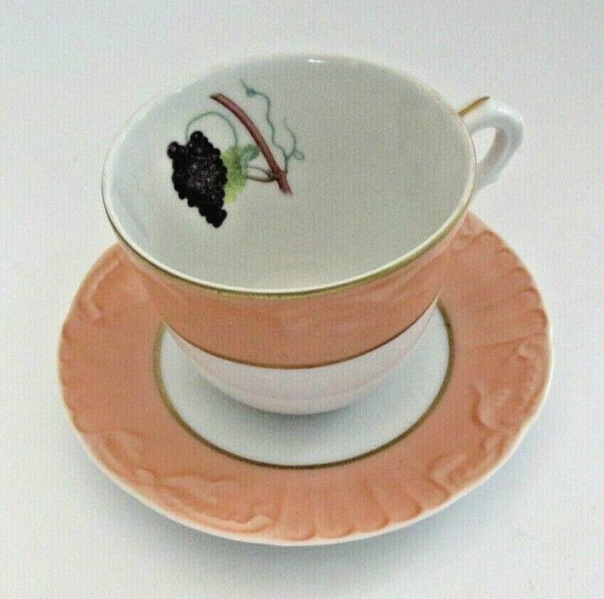 Vintage Mottahedeh Summer Fruit Grapes Trio Dessert Plate with Cup