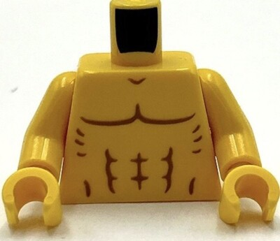 #ad #ad Lego New Yellow Torso Bare Chest w Muscles Outline Shoulder Contours Part $1.99