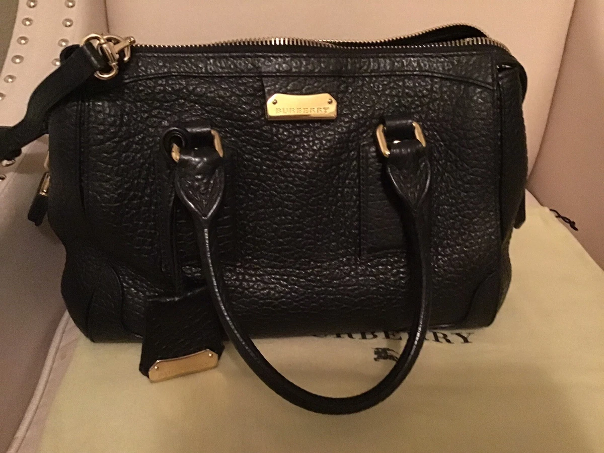Authentic Burberry Black Pebbled Leather Handbag