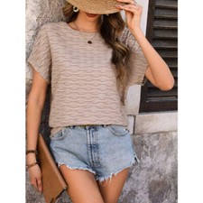 Round Neck Short Sleeve Blouse