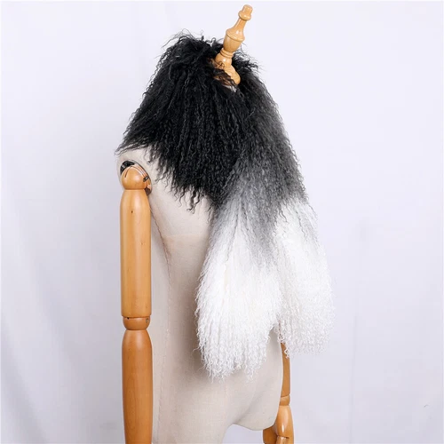Women Real Mongolian Lamb Fur Scarf Shawl Double Side Lamb Neckerchief Wraps - Picture 13 of 28