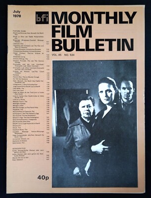 BFI Monthly Film Bulletin Magazine July 1978 mbox1360 - No.534 Midnight Express
