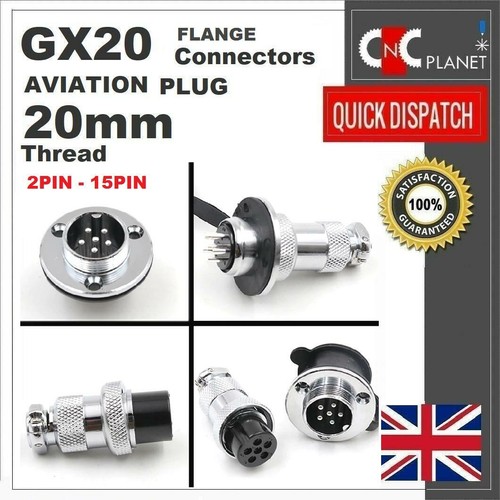 GX20 Aviation Plug 2 3 4 5 6 7 8 9 10 14 15 Pin 20mm Metal Panel Cable Connector - Picture 2 of 9