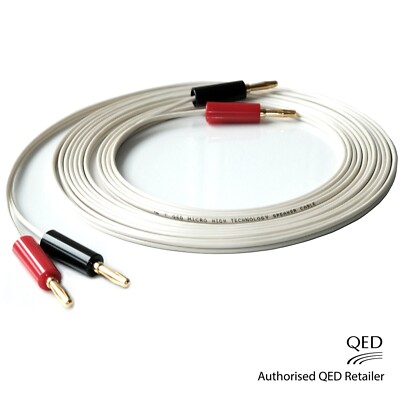 QED MICRO Performance weiß OFC Lautsprecherkabel Doppelschraubstecker terminiert EINZELN